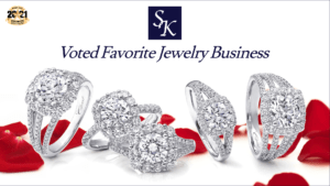 five diamond rings with rose petals